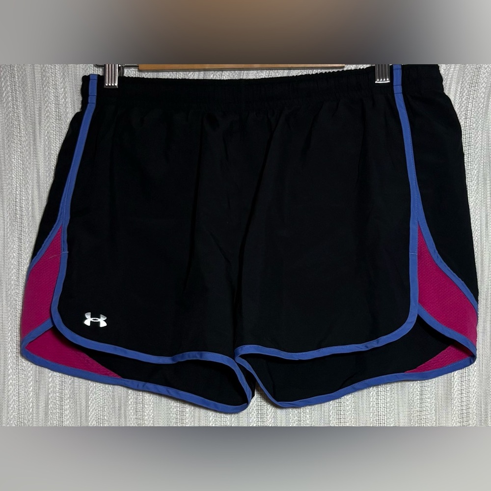 LG Women's Black Athletic Shorts with Blue and Pink Trim